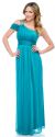 One Shoulder Long Formal Dress with Bejeweled Strap in Dark Turquoise